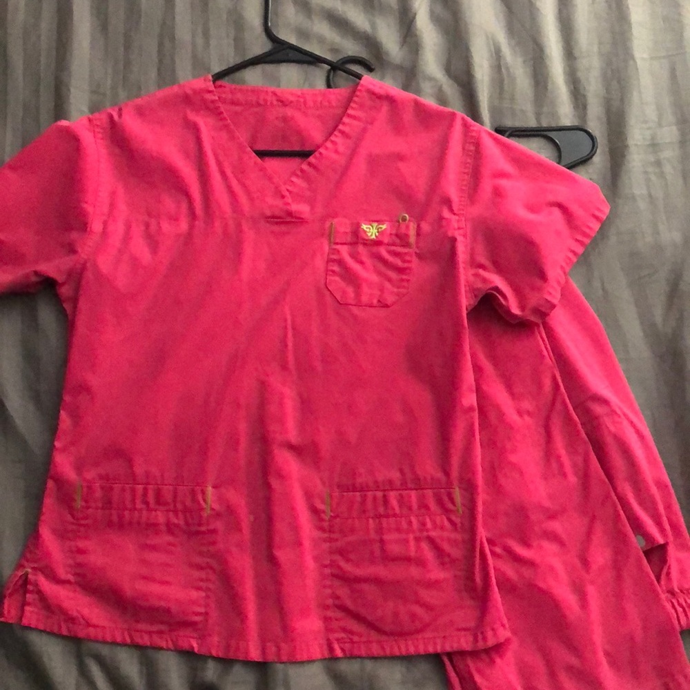 pink med couture scrub set